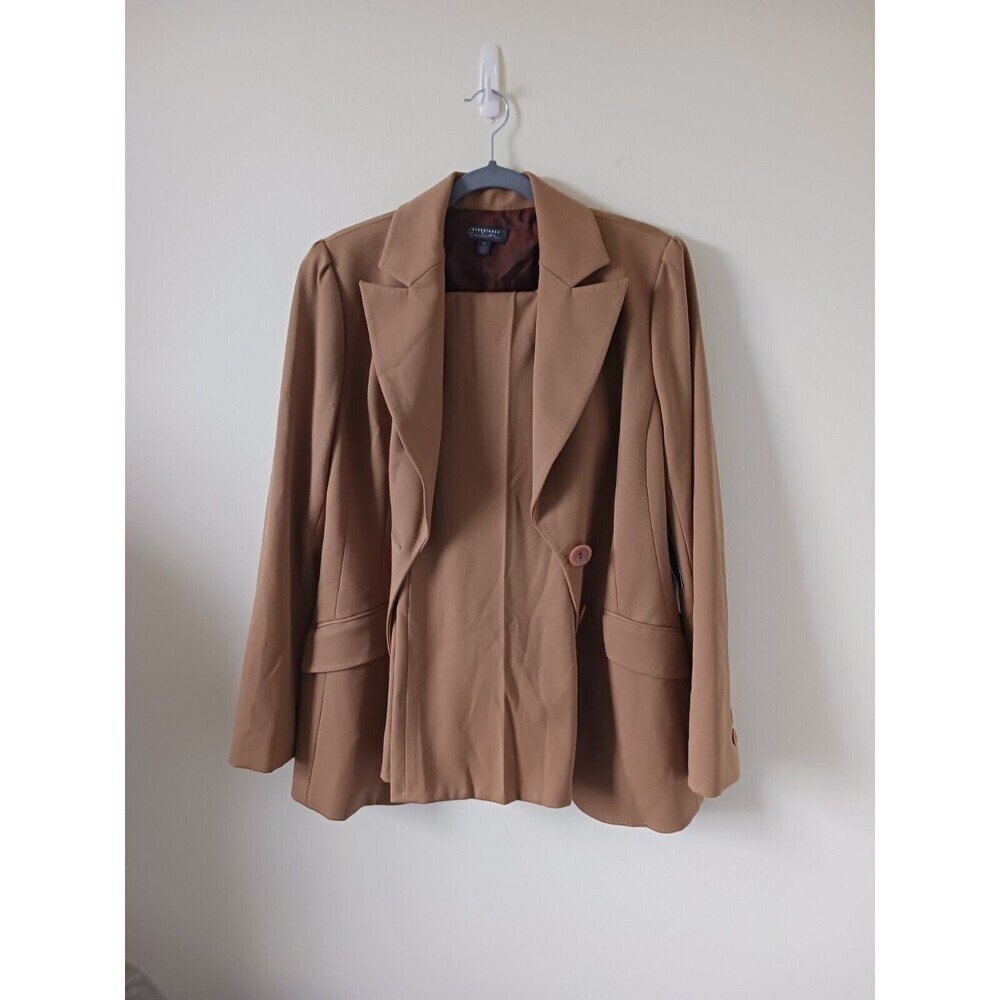 Classiques Entier Womens Suit Set Brown Blazer Pants Career Size 10